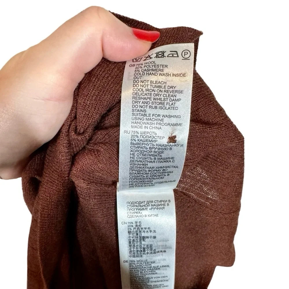 Reiss Women’s Ribbed Henley Sweater in Dark Brown - Picture 12 of 12